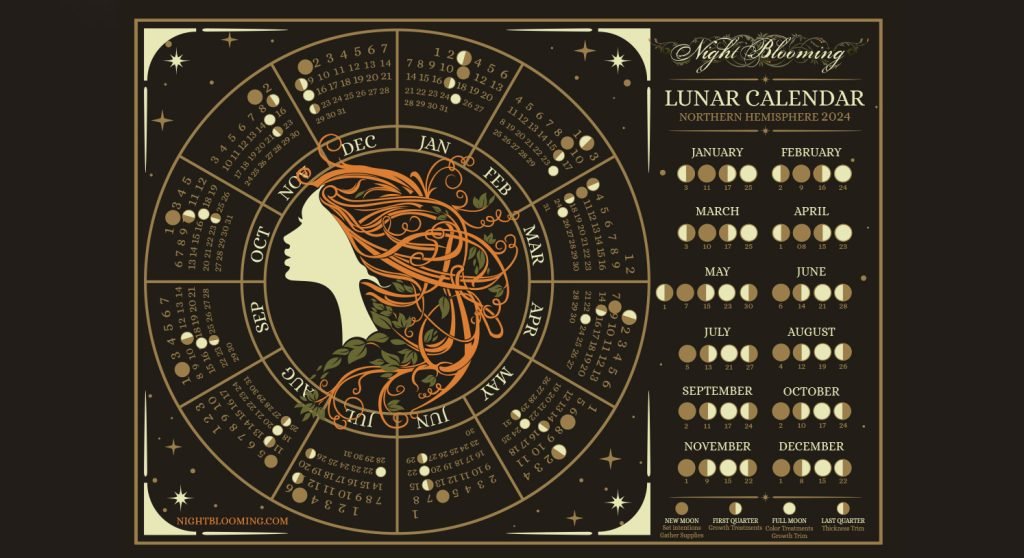 NightBlooming Lunar Hair Care Calendar 2024